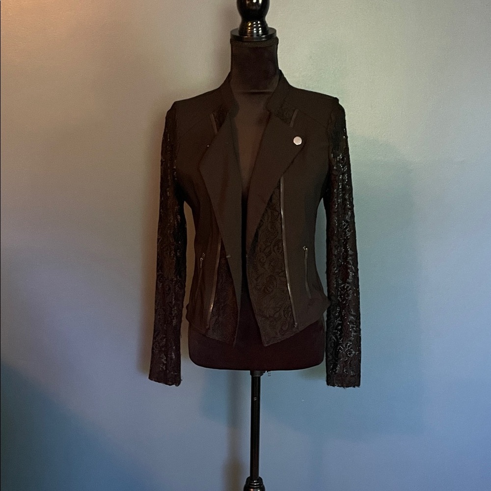 Black jacket with lace sleeves